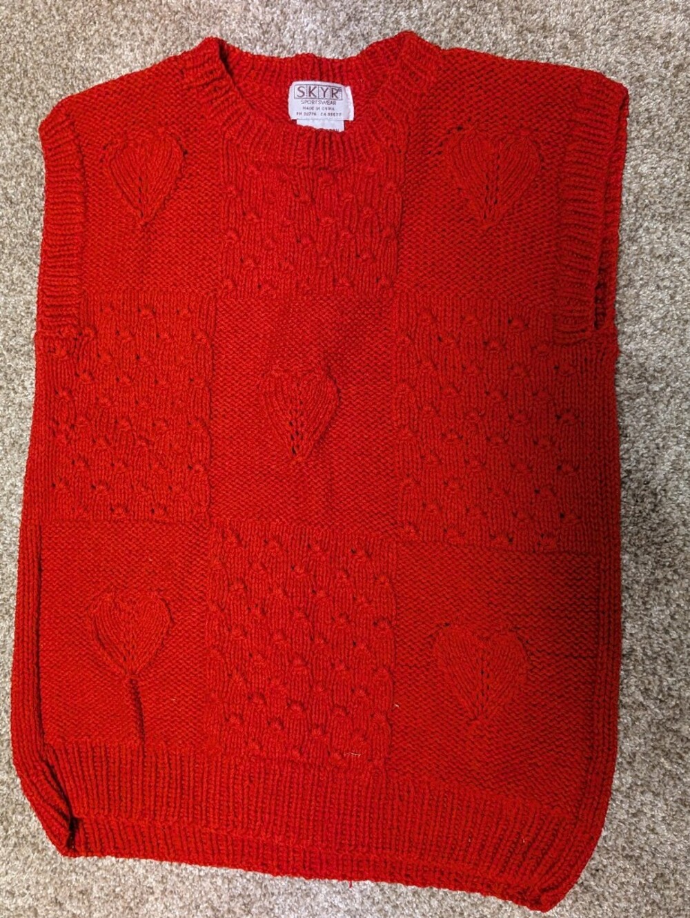 Vintage Sweater - Red Cable-Knit Women's Sweater